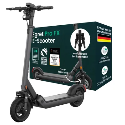 Produktbild von E-Scooter Egret Pro FX mit Straßenzulassung, 20 km/h, 80 km Reichweite, Federung, App, klappbar, 120 kg