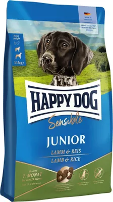 Produktbild von Happy Dog Sensible Junior, Junior, jede Rasse, Lamm, Reis, Mais, Rind, 10 kg