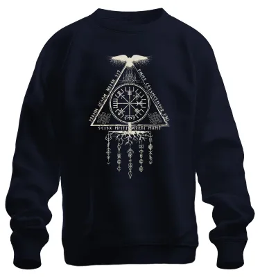 Produktbild von Vegvisir Runenkompass Nordisches Wikingersymbol Odin Rabe Sweatshirt Pullover, Navy, L