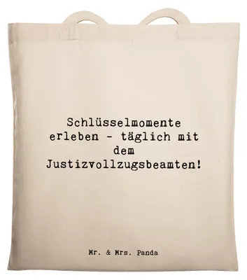 Produktbild von Mr. & Mrs. Panda Stoffbeutel Spruch Justizvollzugsbeamte Momente - Transparent - Geschenk, Stolz Justizvollzugsbeamter, Tote Bag, Uni Tasche, Berufe, Beruf, Berufsliebe