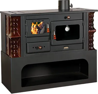 Produktbild von Holzbefeuerter Kochherd Kamin 10 kW mit Keramik (braun) 1P34-K MARO