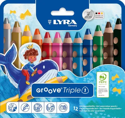 Image de LYRA Crayons de couleur triples, 12 pièces