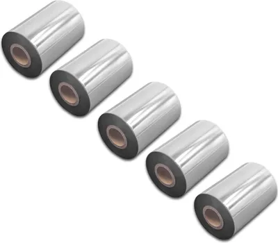 Produktbild von vhbw 5x Thermotransfer-Band kompatibel mit TSC MH240T, MH340T, MH340P, MH340 Drucker Etikettendrucker, Wischfest, 90 mm x 300 m, Wachs Harz Schwarz