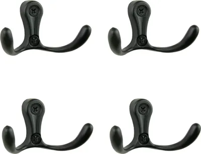 Produktbild von Eleganter Wandhaken aus Metall in Mattschwarz – 2-fach Aufhänger für Handtücher und Accessoires, ideal für Bad, Flur und Küche, inklusive Montageset.