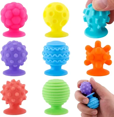 Produktbild von 8 Sensorische Saugnäpfe Fidget Anti-Stress Spielzeug Texturiert