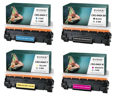Produktbild von Evoke kompatibler Toner für Canon CRG-046H CRG046H 046H 4x CMYK:Schwarz,Cyan,Magenta,Gelb 21500 Seiten i-SENSYS LBP653Cdw LBP654Cdw LBP654Cx; MF731Cdw 732Cdw 733Cdw 734Cdw 735Cdw 735Cx, KI-generiertes Bild