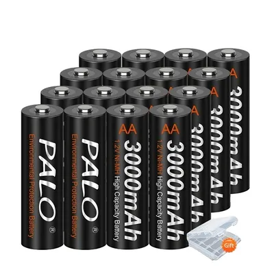 Obrázok produktu pre Nabíjateľná batéria, kapacita 3000 mAh, inteligentná nabíjačka, 16 batérií AA