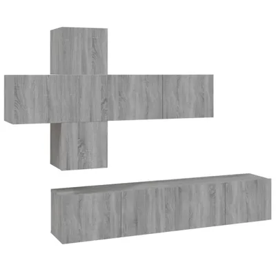 Produktbild von 7-tlg. TV-Schrank-Set Grau Sonoma Holzwerkstoff