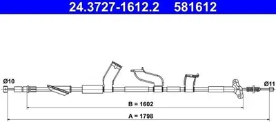 Produktbild von ATE Handbremsseil Seilzug Feststellbremse für HONDA CR-V III (RE) Hinten Rechts 24.3727-1612.2