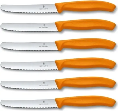Produktbild von Victorinox 6 Stück Tafelmesser Neue Griffform Swiss Classic (6er Pack, Orange)