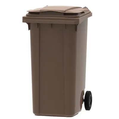 Produktbild von PROREGAL Premium 2-Rad-Mülltonne MGB | 240 Liter, HxBxT 107,9x58,3x73,7cm | HDPE-Kunststoff | Braun