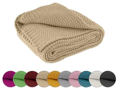 Produktbild von Tartanmuster - Gestrickt - Grau - 140 x 190 cm - Gestrickte Decke