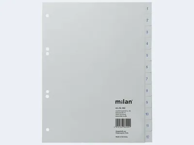 Produktbild von Milan Zahlenregister A4 1-12 Plastik