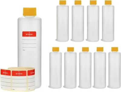 Productafbeelding van Kunststof Flessen - Transparant - 250 ml - HDPE met Gele Schroefdop - Voor Vloeistoffen en Cosmetica