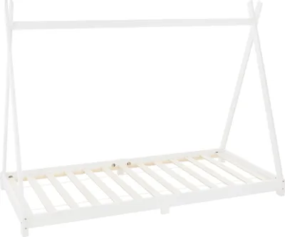 Produktbild von ML-Design detská posteľ Tipi 90x200 cm s lamelovým roštom, biela, indická posteľ z borovicového dreva