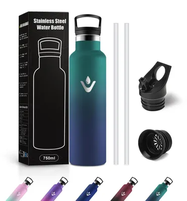 Obrázek produktu pro Láhev na pití JAPORIA z nerezové oceli, 750 ml, termoska bez BPA, nepropustná, vhodná pro nápoje s obsahem oxidu uhličitého, do posilovny, do školy, na výlety