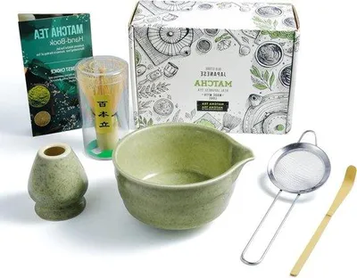 Produktbild von Grüner Tee Set mit Löffel und Filter, stilvoll