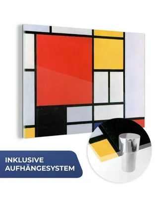 Obrázok produktu pre MuchoWow® Sklenené obrazy - Obrazy na stenu - Foto na skle Umenie - Mondrian - Starí majstri 90x60cm Nástenná dekorácia zo skla - akrylový sklenený obraz -