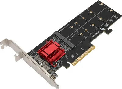 Zdjęcie produktu dla Podwójny adapter M.2 PCIe NVMe z funkcją rozwidlenia PCIe SSD na PCIE 3.1 X8 X16 z obsługą NVMe SSD 2230 2242 2260 2280 22110
