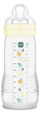 Produktbild von MAM Easy-Active-Babyflasche 330 ml, MAM Babyflasche für aktive Babys, ergonomisch und praktisch, Babyzubehör 4+ Monate zum Stillen mit Sauger Größe 3 flach und symmetrisch, neutral – Größe 1 stück (1e