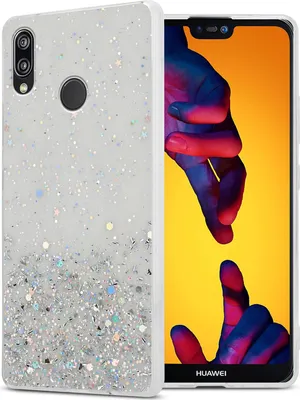 Produktbild von Cadorabo Hülle für Huawei P20 LITE 2018 / NOVA 3E Schutz Hülle in Transparent Handyhülle TPU Etui Glitter Cover Case