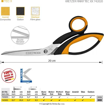 Obrázek produktu pro Nůžky na Polyamid, aramid KRETZER FINNY TEC XX 742020