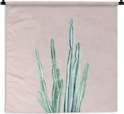 Produktbild von MuchoWow® Wandteppich Wandbehang Kaktus - Sukkulenten - Rosa 150x150 cm Tapisserie Dekoration Wandtuch - Wohnaccessoires - Modernes