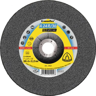 Produktbild von Klingspor A 24 R 36 Schruppscheiben, 180 x 6 x 22,23 mm gekröpft 10 Stk