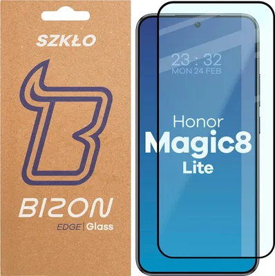 Produktbild von Gehärtetes Glas für Honor Magic8 Lite, Bizon Glass Edge 2, Schwarzer Rahmen
