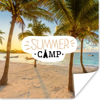 Produktbild von MuchoWow® Poster Sommer - Palme - Strand - Zitate 75x75 cm - Wand Dekoration