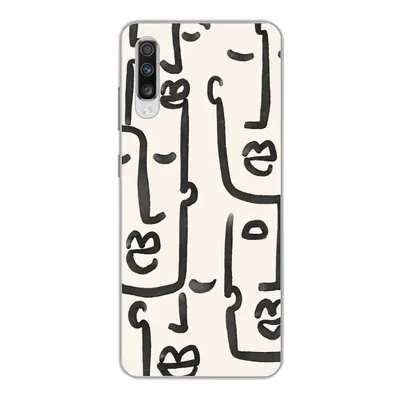Produktbild von MuchoWow® Handyhülle Schutzhülle Hülle für Samsung Galaxy A70 Muster - Abstrakt - Linienkunst Silikon Softcase Handy Hülle - Schutzhaube