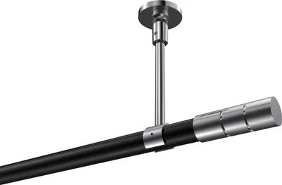 Produktbild von Interdeco Gardinenstange / Vorhangstange Schwarz / Chrom, Typ Sonette Elanto (Rillenzylinder) ohne Ringe, Deckenmontage, 20 mm Ø 1-läufig, 220 cm