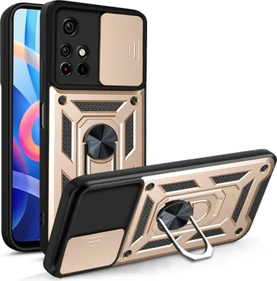 Produktbild von Redmi Note 11 Hülle mit 360° Drehbarer Magnetische Ring Ständer Halter Dia Kameraschutz TPU Bumper Silikon Schutzhülle für Xiaomi Redmi Note 11 / Note 11T Gold