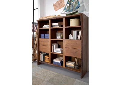 Produktbild von MASSIVMOEBEL24 Bücherregal Akazie 142x45x147 braun lackiert PURE ACACIA #212