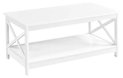 Produktbild von Weiße Couchtisch mit Ablagefläche, Vintage Design, 100 x 54,5 x 45 cm