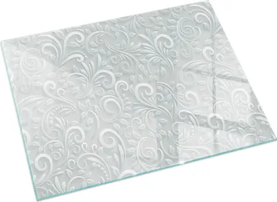 Produktbild von Elegantes florales Muster – Glasbodenplatte für – Kaminofen – Kaminplatte Glas – Schutzglas – Funkenschutzplatte –Glasbodenplatte Feuerfeste – Hitzeschutzplatte – Bodenschutz aus Glas – 60x40 cm