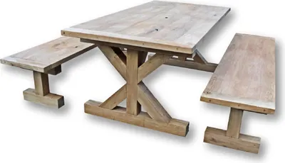 Obrázok produktu pre Casa Padrino jedálenský set z masívu v prírodných farbách - Dubový jedálenský stôl s 2 lavicami - Nábytok do jedálne - Nábytok do reštaurácie - Rustikálny dubový nábytok