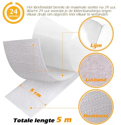 Produktbild von Klettband selbstklebend, doppelseitig, 50 mm x 5 m, für Befestigungen