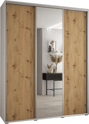 Produktbild von MEBLE KRYSPOL Davos 3 Schrank, drei Türen - 235,2x190x45 cm - Weiß Artisan Silber