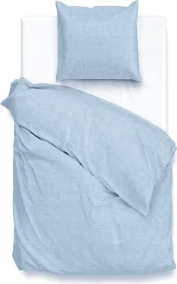 Produktbild von ZO!Home Lino BW 155 Sky blue Bettwäsche 1 x Bettbezug 155x220 + 1 x Kopfkissenbezug 80x80 Sky-Blue Uni blau