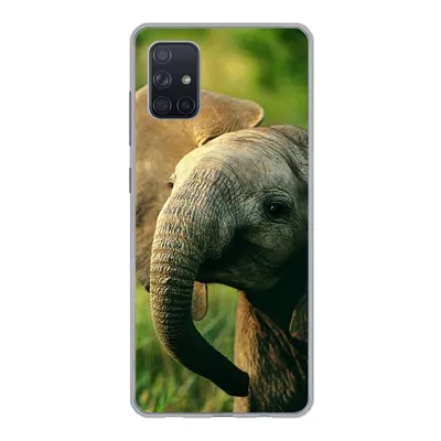 Produktbild von MuchoWow® Handyhülle Schutzhülle Hülle für Samsung Galaxy A71 Elefant - Grün - Tiere - Natur Silikon Softcase Handy Hülle - Kartenbesitzer