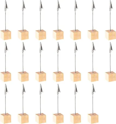 Memo-Clip-Halter 20er Set, Holz & Edelstahl, Tisch-Fotoclip, natürlich