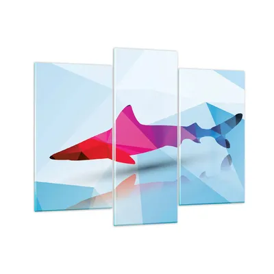 Produktbild von Bilder auf glas - Hai Illustration modern Grafik - 130x100cm - Glasbilder - Wandbilder - Kunstdruck - zum Aufhängen bereit - Wanddekoration aus Glas - Glas Bilder - Wandbild auf Glas - GCB130x100-2813