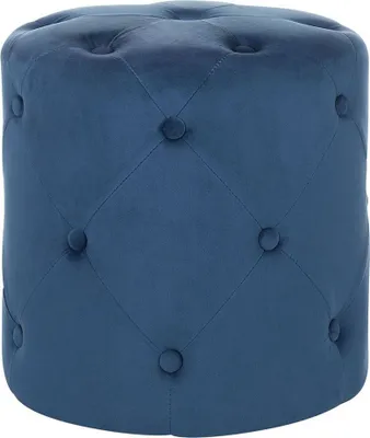 Produktbild von BELIANI Pouf Dunkelblau Samtbezug Rund 40 cm Gesteppt mit Knopfheftung Chesterfield-Stil Wohnzimmer Schlafzimmer Sitzhocker Samthocker Fußhocker