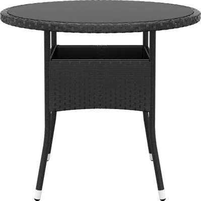 Obrázok produktu pre vidaXL Záhradný stôl Ø80x75 cm Tvrdené sklo a polyratan čierny