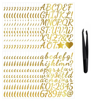 Buchstabenaufkleber-Set, Gold, 1 Zoll, 1590 Stück
