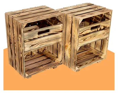 Produktbild von 2 geflammte Nachttische mit Schublade 30,5cm x 40cm x 54cm (2er Set)