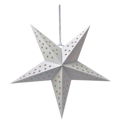 Image de Clayre & Eef Étoile suspendue 45x15x45 cm Blanc Papier