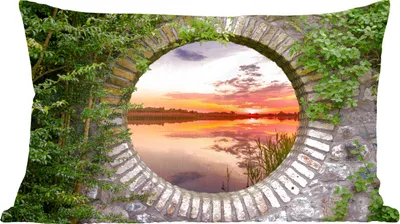 Produktbild von MuchoWow® Zierkissen Sofakissen Wohnzimmer Dekokissen 50x30 cm Meer - Sonnenuntergang - Ausblick - Wohnzimmerdekoration - Polster mit Photo
