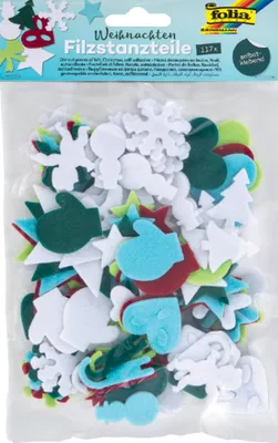 Produktbild von folia Bastelfilz-Stanzteile "Weihnachten" 117 Stück
